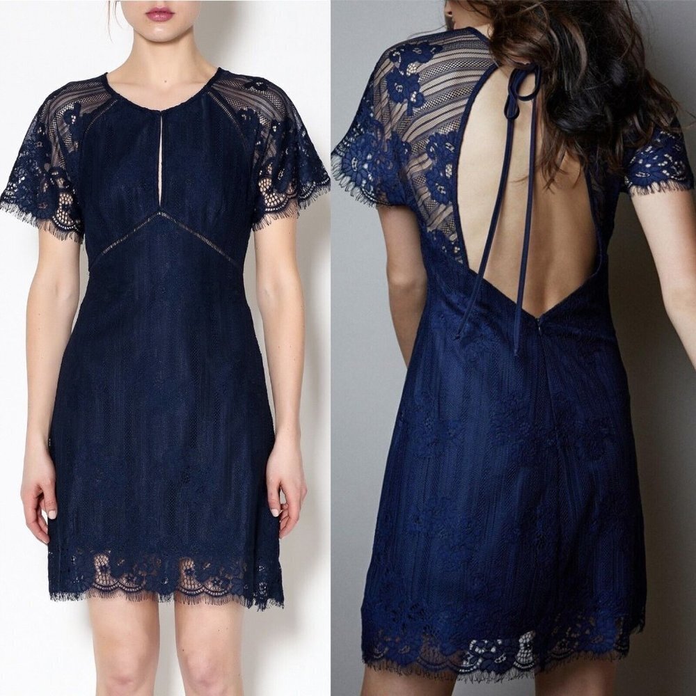 ASTR the Label Blue Lace Cocktail Dress Women’s Size Medium Open Back